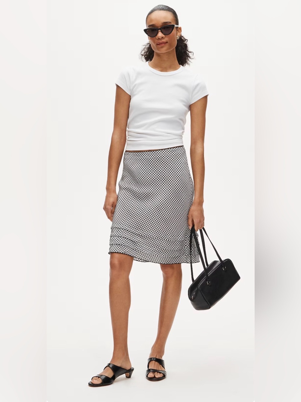 New! J. Crew Ruffle-trim slip skirt in gingham crepe de chine - Read